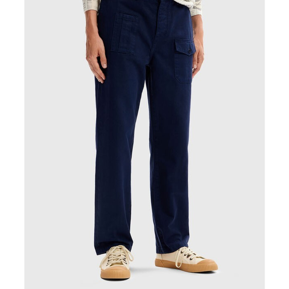 DESIGUAL Mens Straight Trousers W34 Dark Navy Blue Flipper Cargo Work Casual